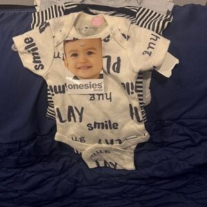 Brand Cream and Blue Baby One Piece